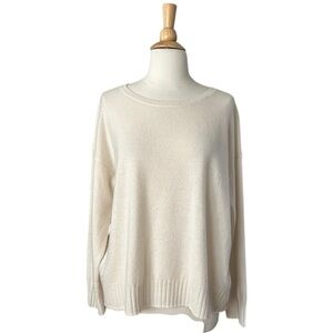 NILI LOTAN Cashmere Boyfriend Sweater Ivory Neutral Minimalist Staple Capsule